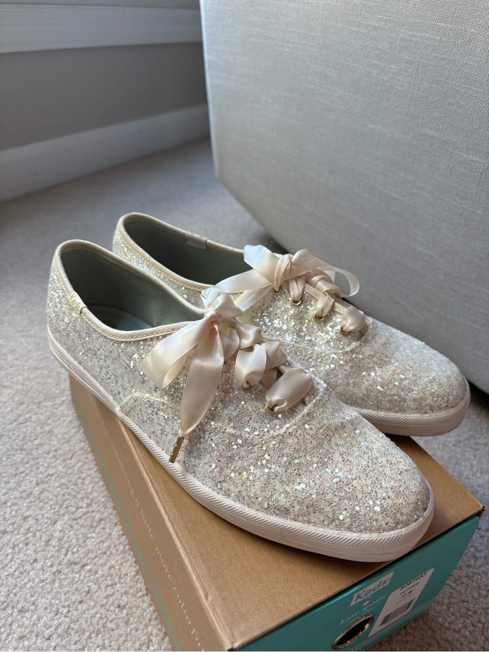 Kate Spade Keds Sparkle Lace-Up Sneakers- Like New!